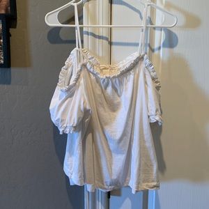 Off the Shoulder White Ruffled Spring Top